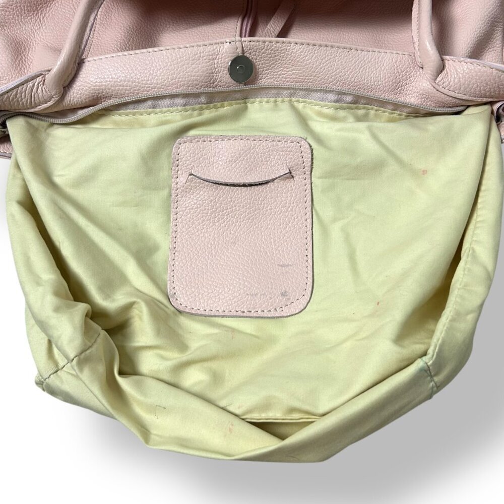 Italian Leather Handbag Purse Pebbled Extra Shoulder Strap Multi Pockets Pink - Picture 10 of 11